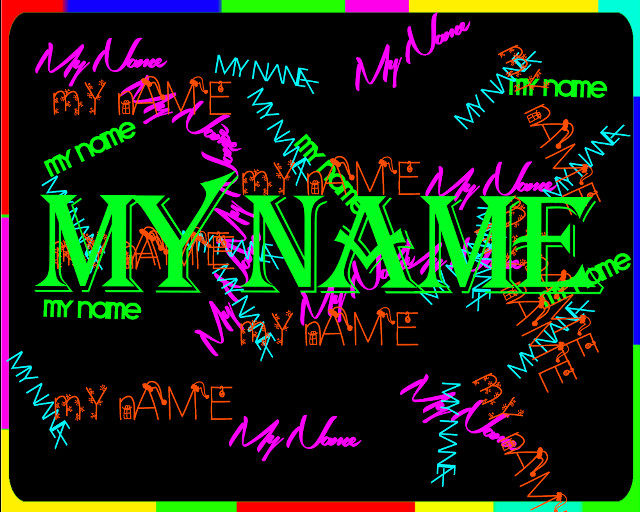 Black background colorful writing name free wallpaper for desktop - medium preview image