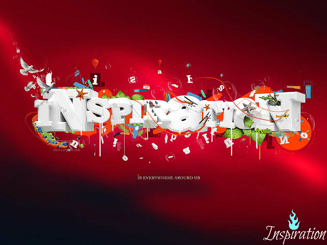 Inspire red background white black free wallpaper for desktop - medium preview image