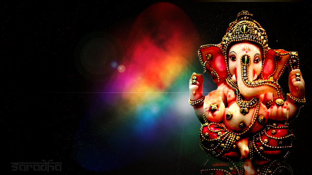 Ganesha rainbow background black light free wallpaper for desktop - medium preview image