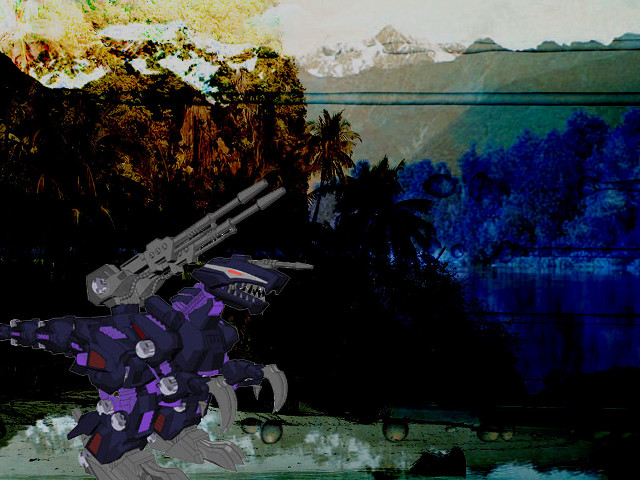 Robot gun mountain trees snow free wallpaper for desktop - medium preview image