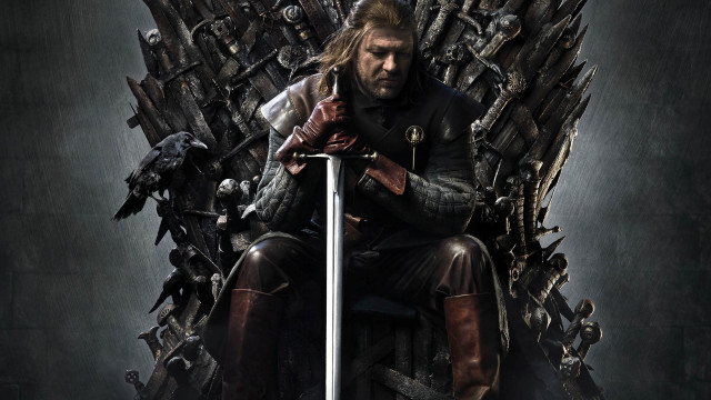 Man sitting iron throne sword free wallpaper for desktop - medium preview image