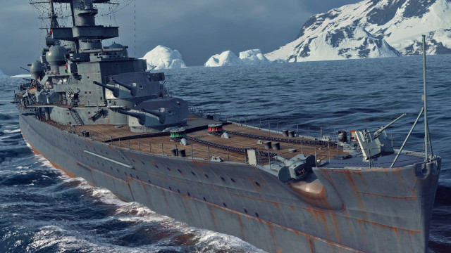 Large ship water mountains snow free wallpaper for desktop - medium preview image