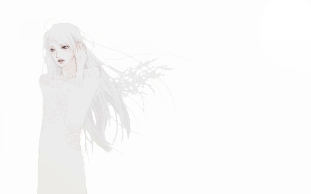 White hair gothic dress fog free wallpaper for desktop - medium preview image