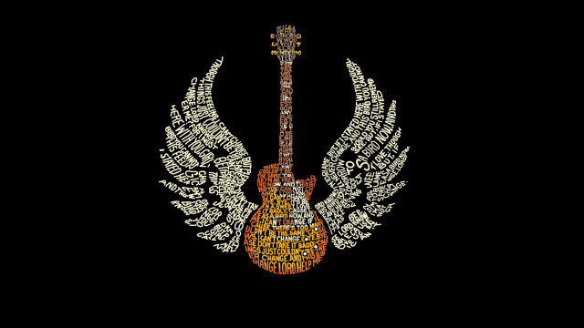 Guitar wings words black background #3 free wallpaper for desktop - medium preview image
