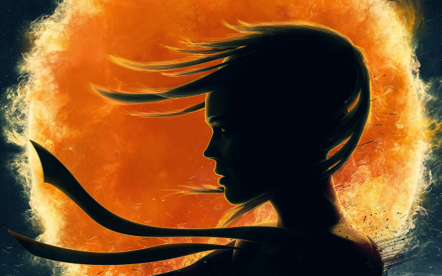 Woman fireball longhair night sky free wallpaper for desktop - medium preview image