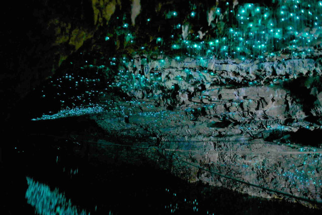 Cave green lights rocks water free wallpaper for desktop - medium preview image