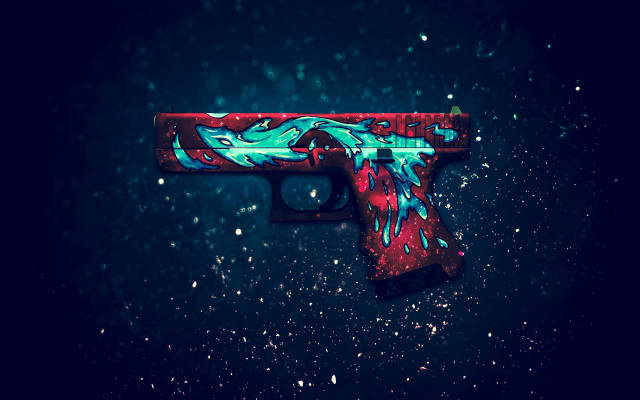 Colorful gun blue red black free wallpaper for desktop - medium preview image