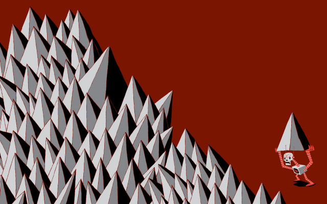 Red black man umbrella pyramid free wallpaper for desktop - medium preview image