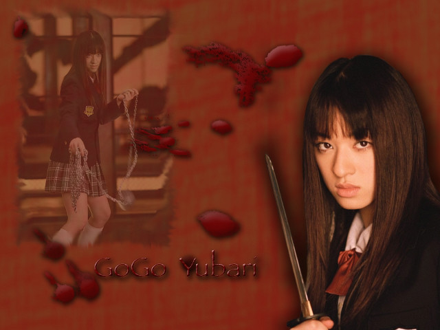 Girl holding knife red background free wallpaper for desktop - medium preview image