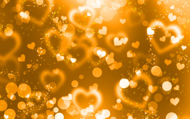 Blurry hearts yellow background blur free wallpaper for desktop - medium preview image