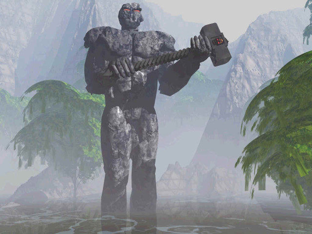 Man holding hammer rock forest free wallpaper for desktop - medium preview image