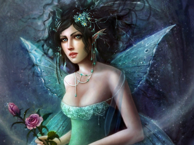 Fairy rose butterfly hand shoulder free wallpaper for desktop - medium preview image