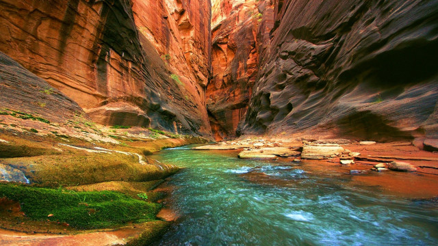 Narrow river narrow canyon green free wallpaper for desktop - medium preview image