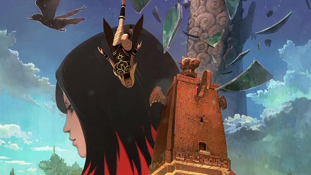 Woman strange head tower birds free wallpaper for desktop - medium preview image