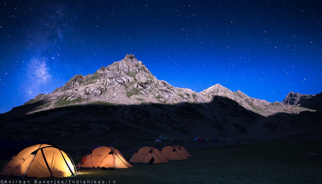 Tents grass mountain night stars free wallpaper for desktop - medium preview image