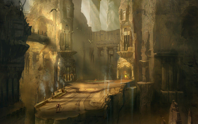 Fantasy city giant clock tower free wallpaper for desktop - medium preview image