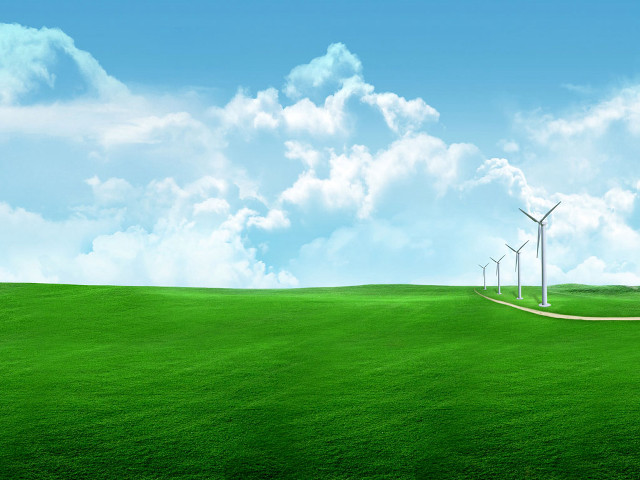 Green field wind turbines blue #2 free wallpaper for desktop - medium preview image