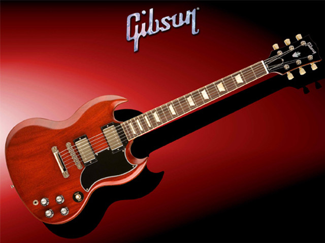 Red guitar black neck gibson free wallpaper for desktop - medium preview image