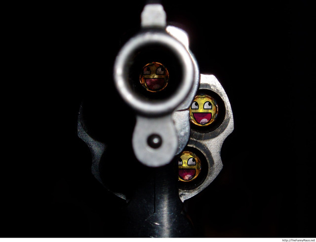 Gun smiley face barrel cap #2 free wallpaper for desktop - medium preview image
