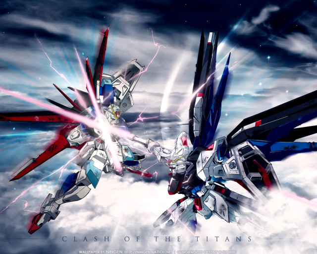 Robots fighting cloud lightning sky free wallpaper for desktop - medium preview image