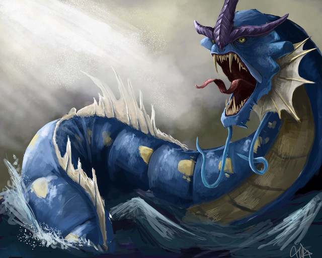 Blue dragon open mouth tongue free wallpaper for desktop - medium preview image