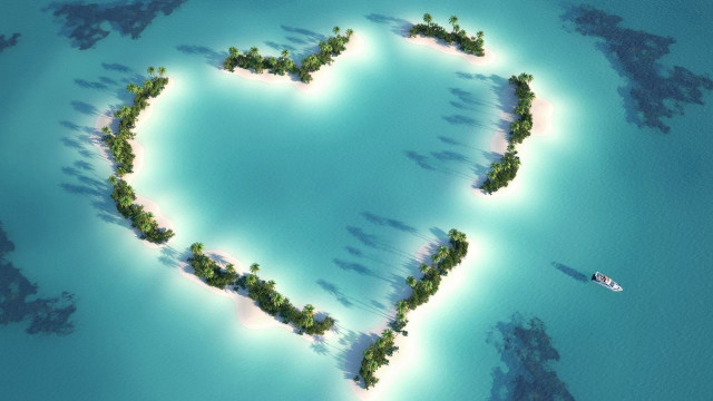 Heart shaped island boat water #4 free wallpaper for desktop - medium preview image