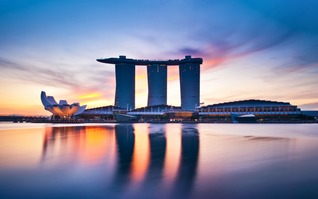 Sunset marina bay city singapore free wallpaper for desktop - medium preview image