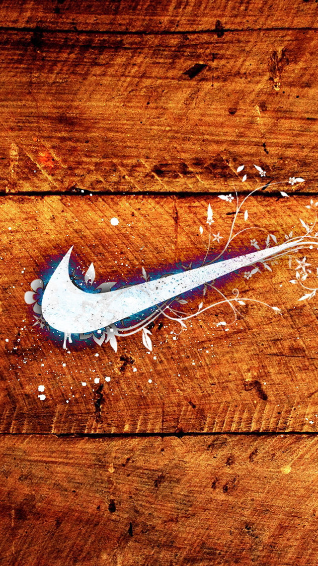 Nike logo wooden surface white free wallpaper for mobile - medium preview image