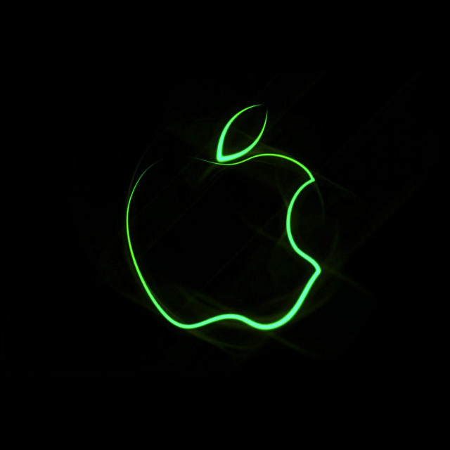 Green apple glowing dark black free wallpaper for tablet - medium preview image