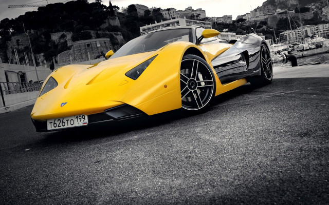 Yellow sports car parking lot #29 free wallpaper for desktop - medium preview image