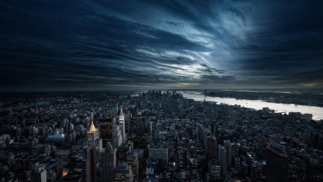 Cityscape dark sky water dark free wallpaper for desktop - medium preview image
