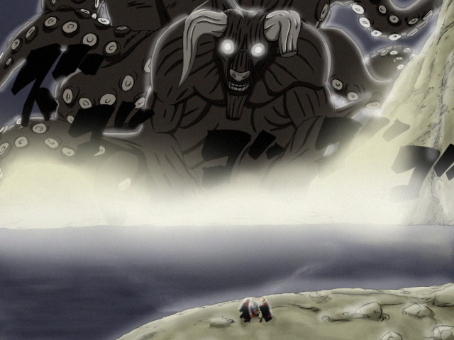 Giant octopus motorcycle man cartoon free wallpaper for desktop - medium preview image