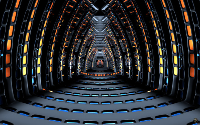 Large room long corridor lights free wallpaper for desktop - medium preview image