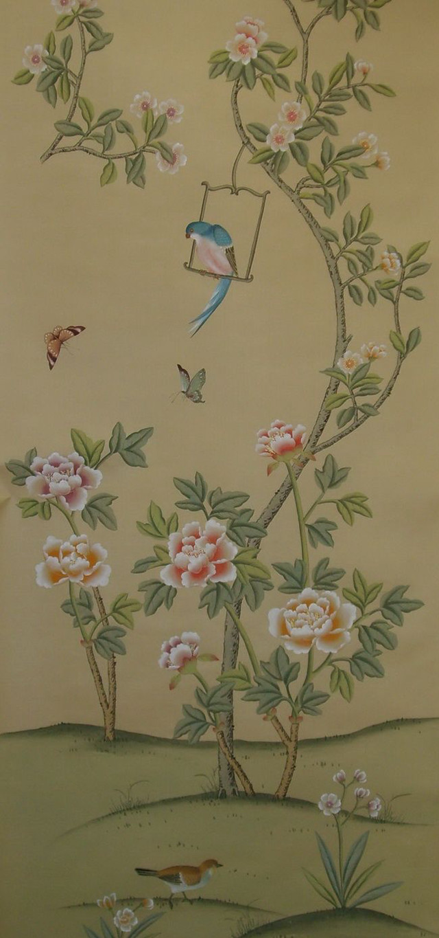 Tree birds flowers painting nature free wallpaper for mobile - medium preview image