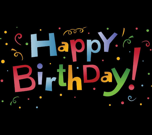 Happy birthday confetti streamers black free wallpaper for tablet - medium preview image