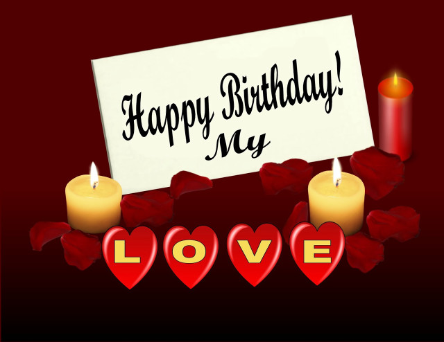 Happy birthday card candles hearts free wallpaper for desktop - medium preview image