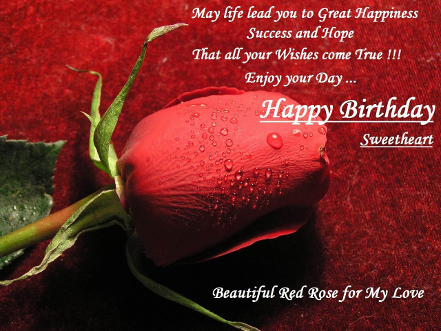 Rose water droplets birthday message free wallpaper for desktop - medium preview image