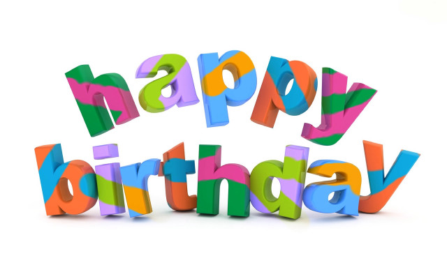 Happy birthday colorful letters white free wallpaper for desktop - medium preview image