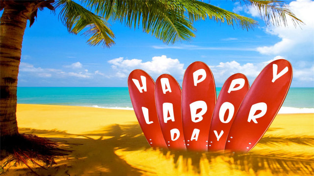 Happy labor day beach palm free wallpaper for desktop - medium preview image
