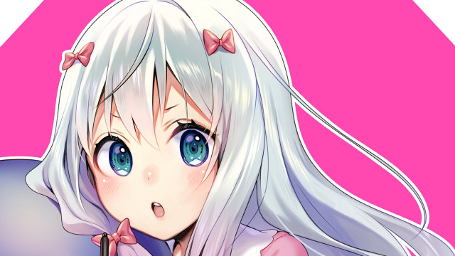 Anime girl white hair blue #14 free wallpaper for desktop - medium preview image