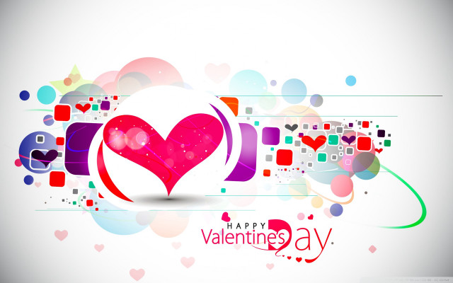 Valentines day greeting heart colorful free wallpaper for desktop - medium preview image