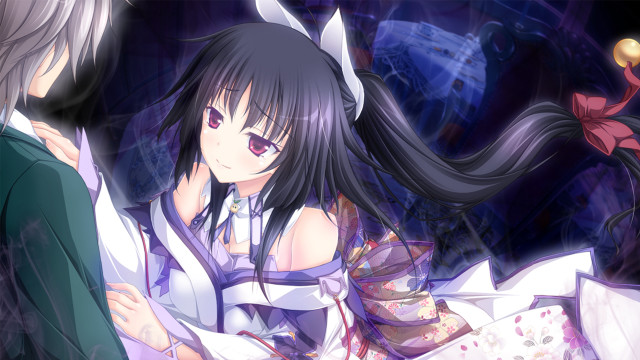 Anime couple characters room purple free wallpaper for desktop - medium preview image