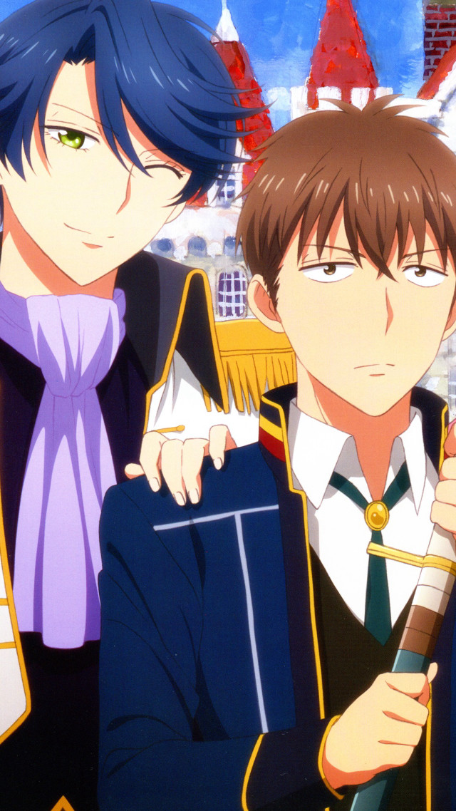 Anime characters cityscape clock building free wallpaper for mobile - medium preview image