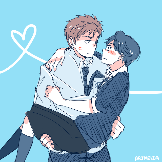 Couple hugging drawing blue background free wallpaper for tablet - medium preview image