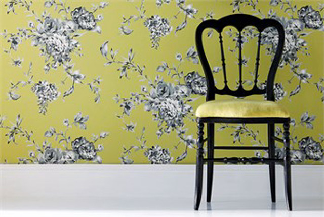 Chair yellow wall flower pattern free wallpaper for desktop - medium preview image