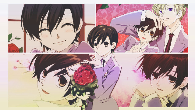 Anime characters flowers roses couple free wallpaper for desktop - medium preview image