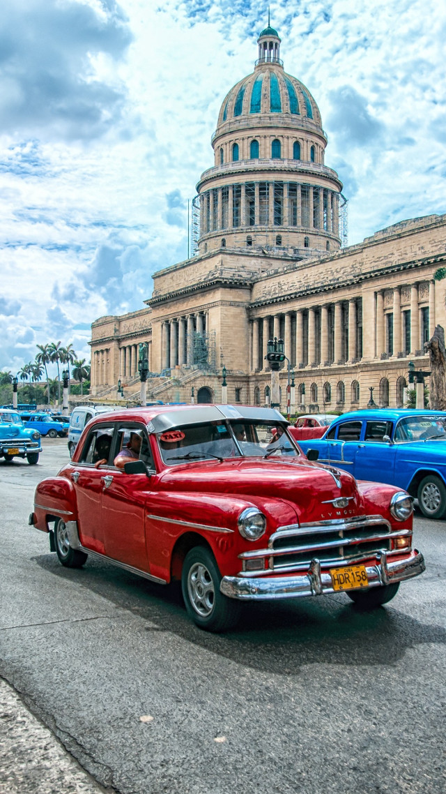 Red car dome building blue free wallpaper for mobile - medium preview image