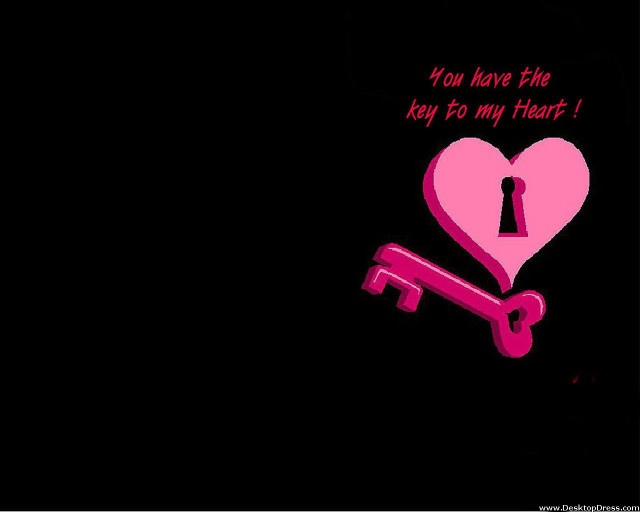 Pink heart key lock key free wallpaper for desktop - medium preview image