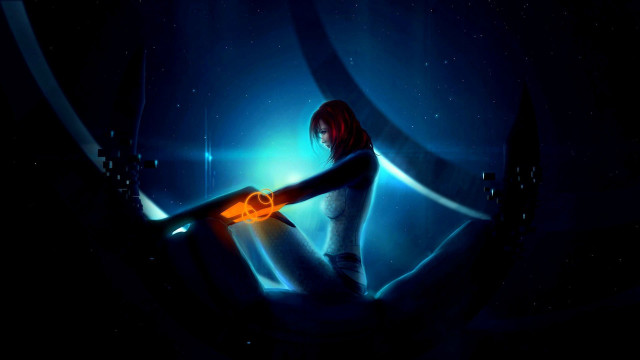 Cyberpunk space astronaut fireworks milkyway free wallpaper for desktop - medium preview image