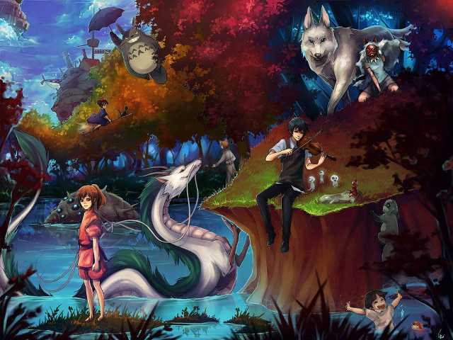 Woman dragon forest river animals free wallpaper for desktop - medium preview image
